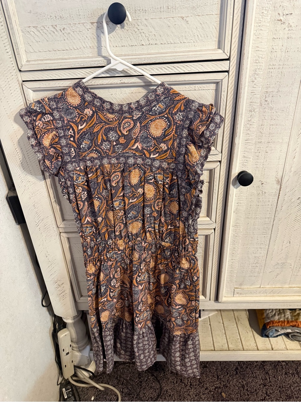 Universal Thread Brown and Mustard Paisley Midi Dress